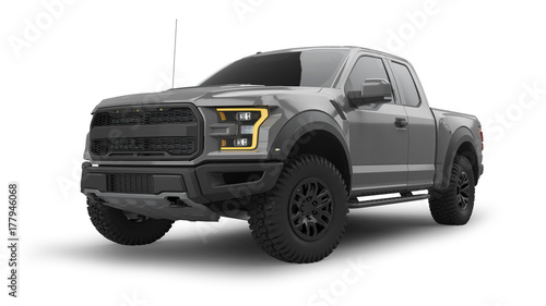 American Pickup Truck Isolated on White