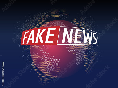 Fake News Live on World Map Background. Business Technology Fake News Background. Vector Illustration.