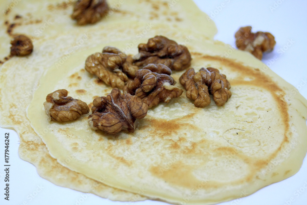 Pancakes with walnuts Pancakes with walnuts