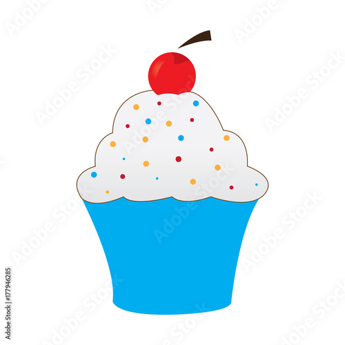 Isolated cupcake icon on a white background, vector illustration