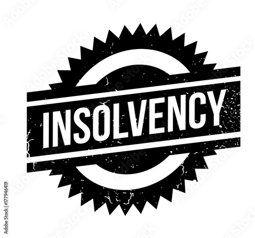Insolvency rubber stamp. Grunge design with dust scratches. Effects can be easily removed for a clean, crisp look. Color is easily changed.