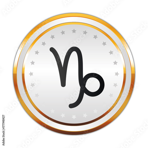 Luxus Button weiß - Sternzeichen - Steinbock