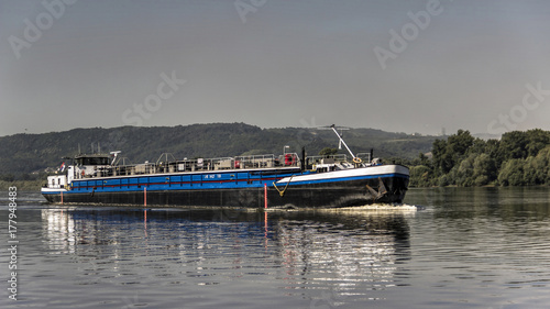 River Danube - Inland tanker cruising along the waterway