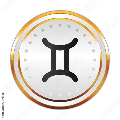 Luxus Button weiß - Sternzeichen - Zwillinge