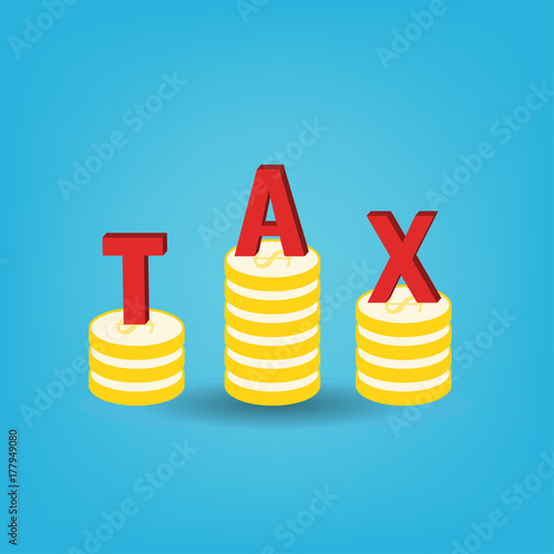 Inscription TAX on the stack of coin