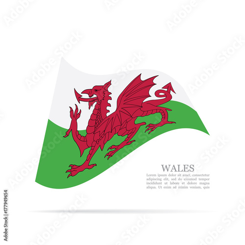 Wales national flag waving vector icon