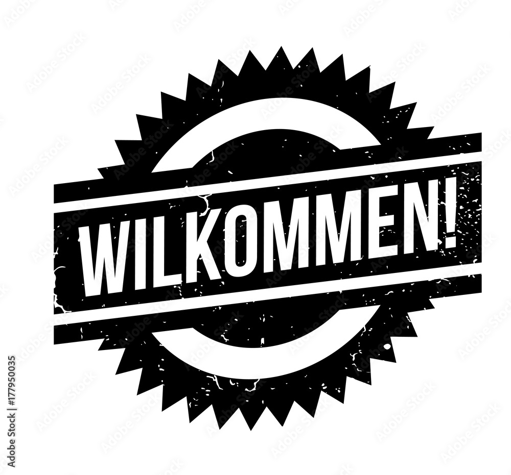 Wilkommen rubber stamp. Grunge design with dust scratches. Effects can be easily removed for a clean, crisp look. Color is easily changed. Wilkommen rubber stamp. Grunge design with dust scratches. Effects can be easily removed for a clean, crisp look. Color is easily changed.