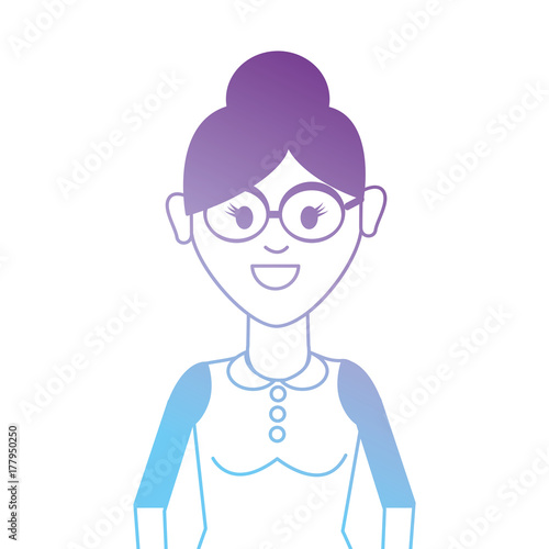 line woman with hairtyle and blouse design photo