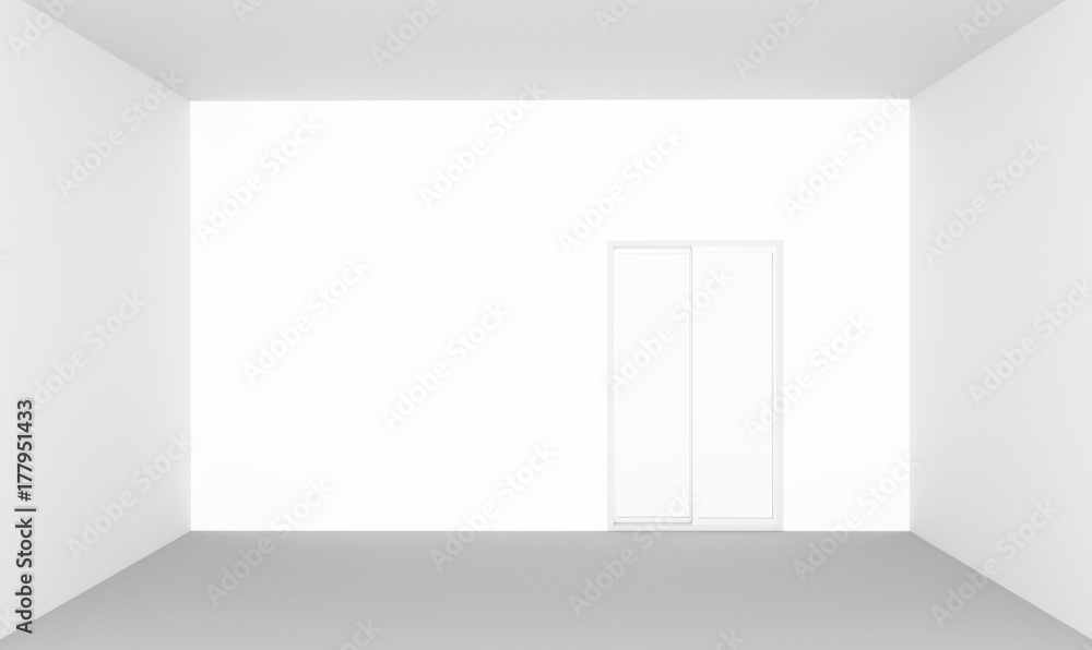 Fototapeta premium 3D illustration white empty room