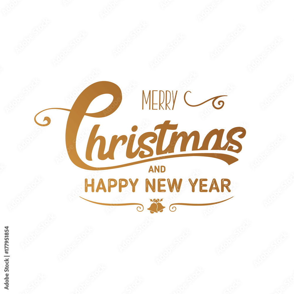 Fototapeta premium Christmas and new year typographical on wight background. Vector