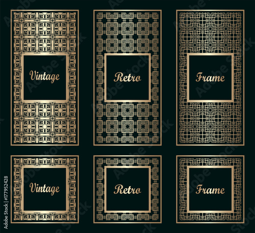 Set of vintage frames border with beautiful filigree ornamental frame, decorative ornate vintage borders, retro element. Classic ornamental set of vintage frames templates, borders and elements