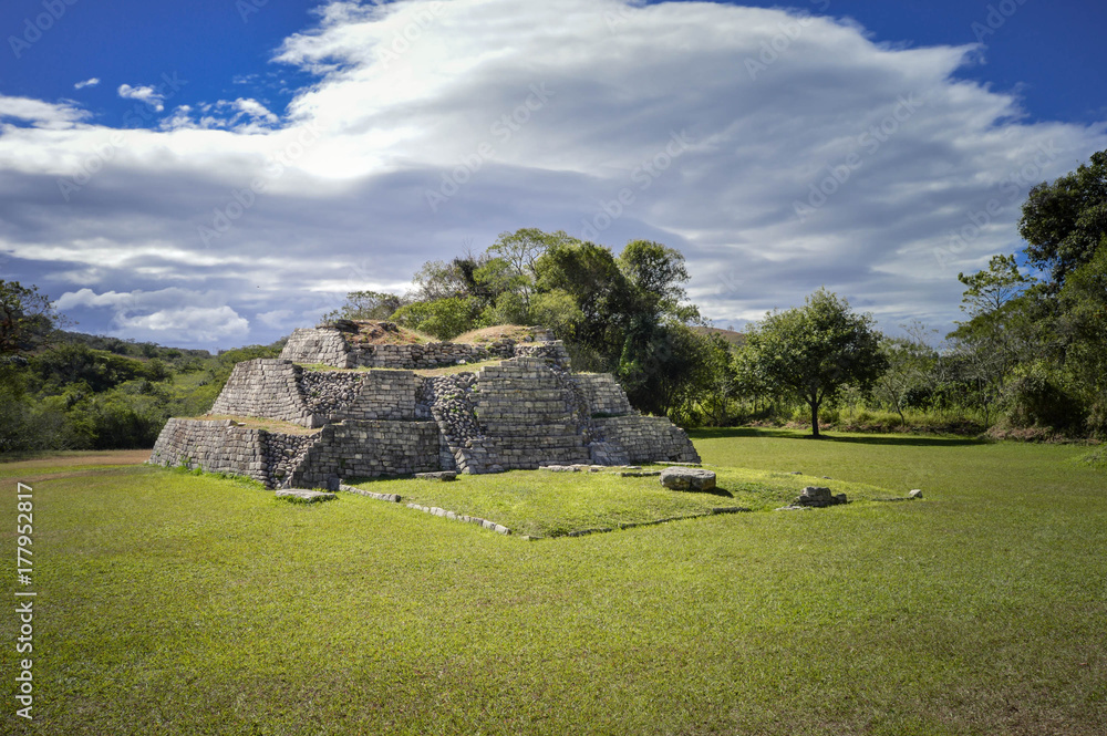 Pyramids at the archaeological site of Tenam Puente near the town of Comitan De Domingues in Chiapas, Mexico