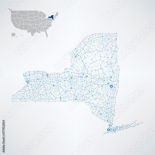 New York State / USA telecommunication map concept