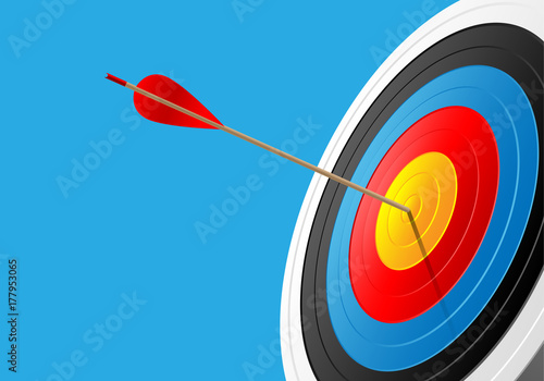 Fototapeta Archery target and arrow on blue sport game background vector illustration