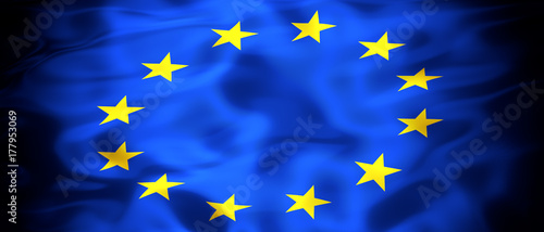 Flag of the European Union panoramic 3D illustration