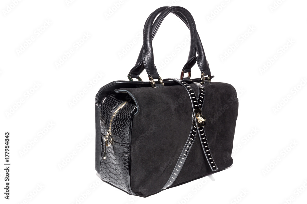 Naklejka premium women's suede bag of black color