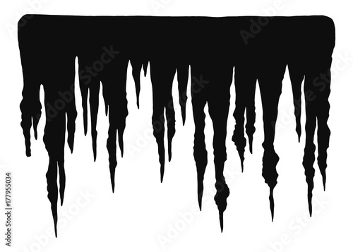 stalactites cave in isolation. cartoon vector black silhouettes