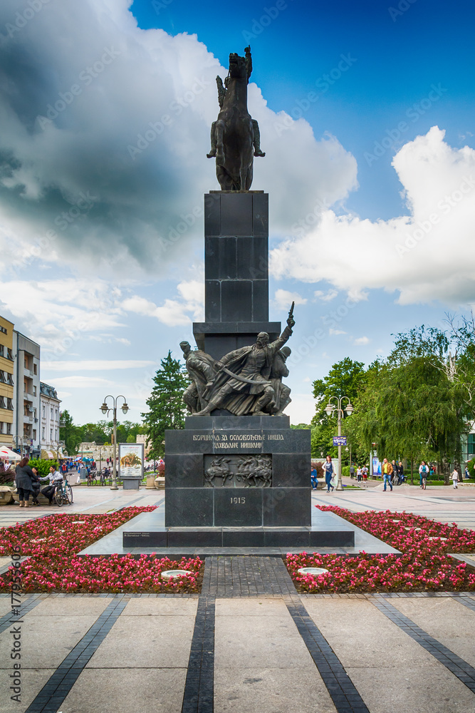 Fototapeta premium Nis, Serbia May 17, 2017: Monument to the liberators of Nis. Monument to liberators of Nis marks a period of liberation wars against the Turks, Bulgarians and Germans.