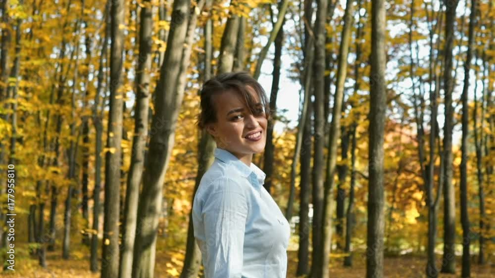 Girl walking in park Girl walking in park