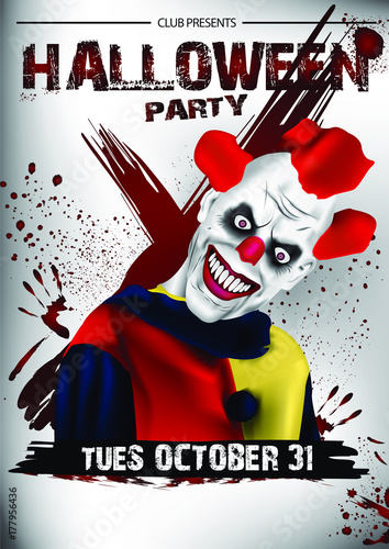 scary crazy clown horror laugh scream halloween party flyer poster