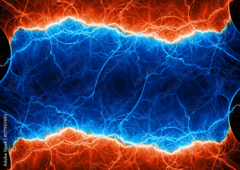 Fototapeta premium Fire and ice lightning , plasma and power element