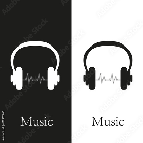 headphones with sound waves