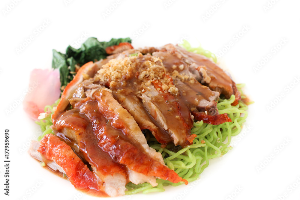 Roasted duck green noodles