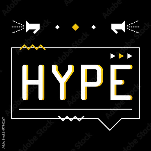 Hype trendy card, banner, vector illustration in memphis style.
