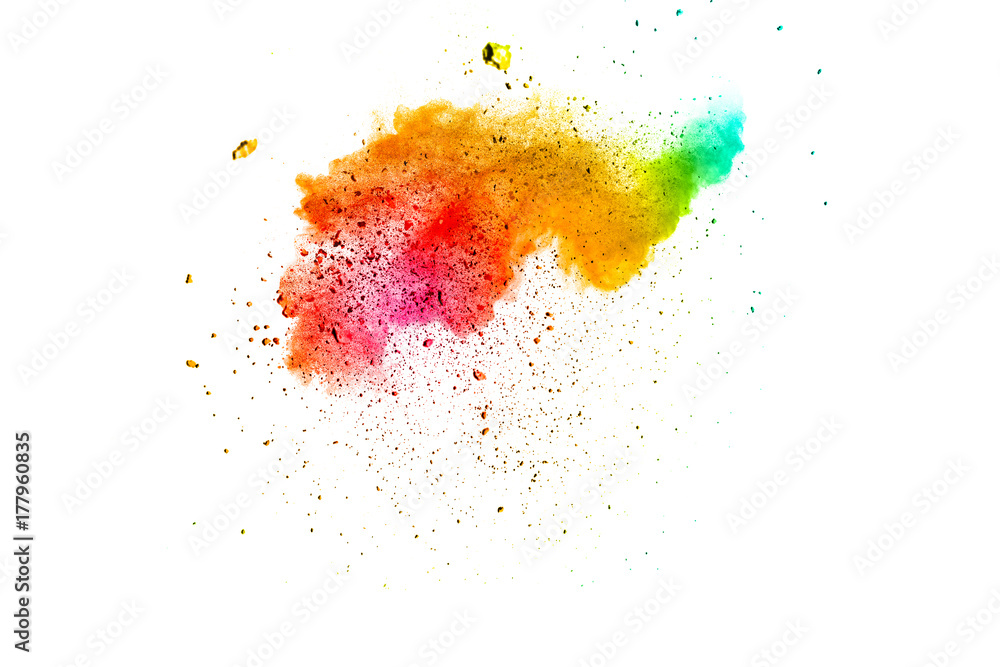 Explosion of color powder on white background. Explosion of color powder on white background.