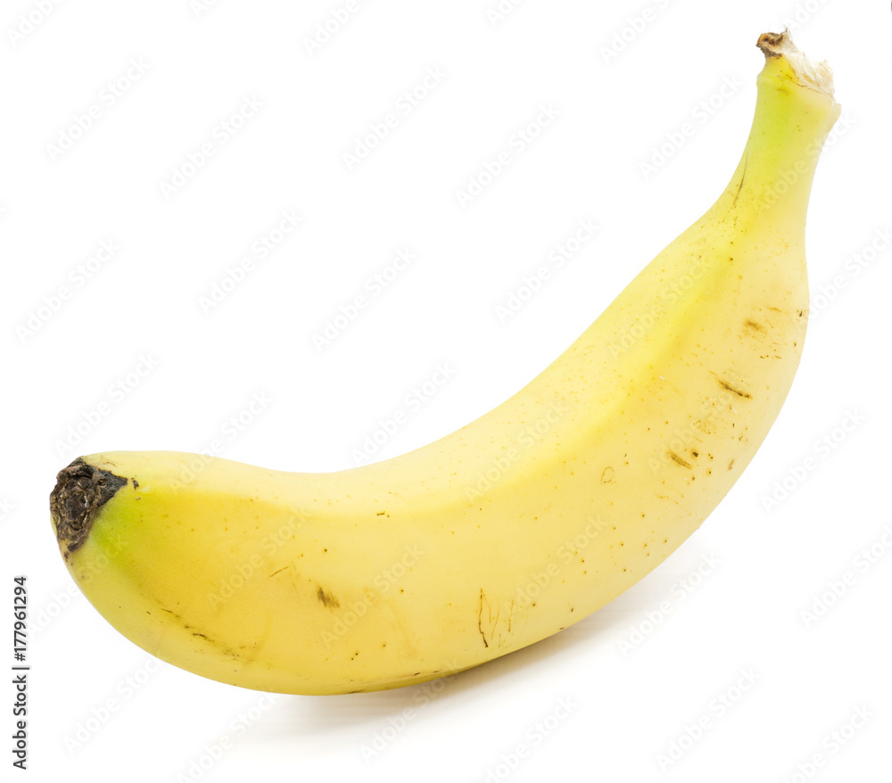 One whole yellow banana isolated on white background One whole yellow banana isolated on white background