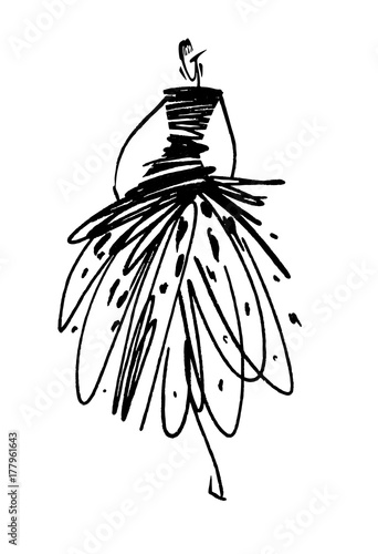 Fashion girl sketch hand drawn , stylized silhouettes isolated. Vector fashion illustration.