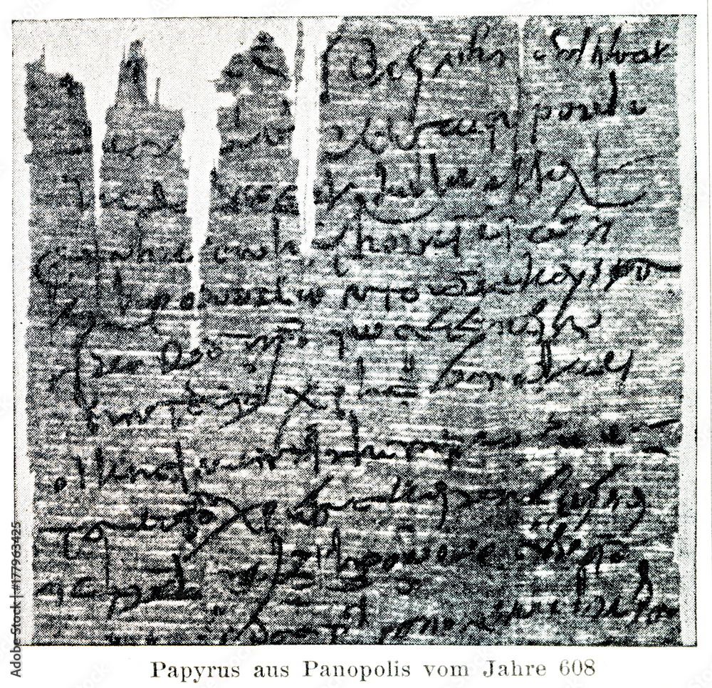 Papyrus from Panopolis, 608 (from Meyers Lexikon, 1896, 13/420/421)