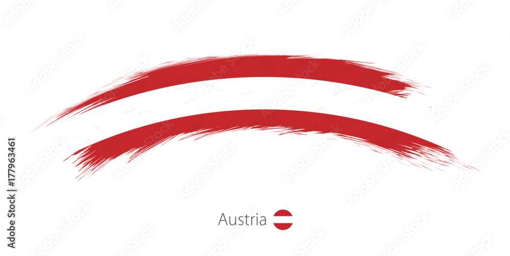 Flag of Austria in rounded grunge brush stroke. - obrazy, fototapety, plakaty 
