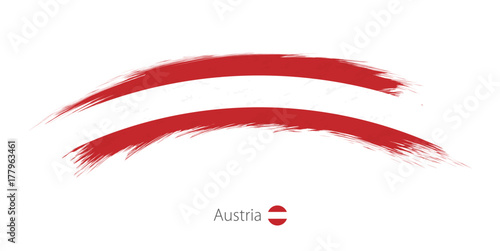 Flag of Austria in rounded grunge brush stroke.