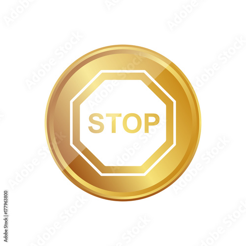 Gold Münze - Stoppschild
