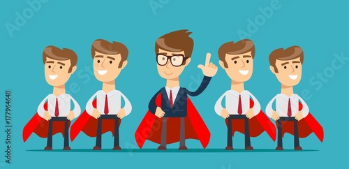 Super team of business. Character super leader. Concept business vector illustration.
