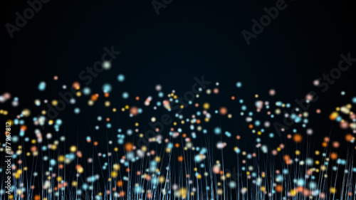 Abstract background with trail effect and particles. 3d rendering