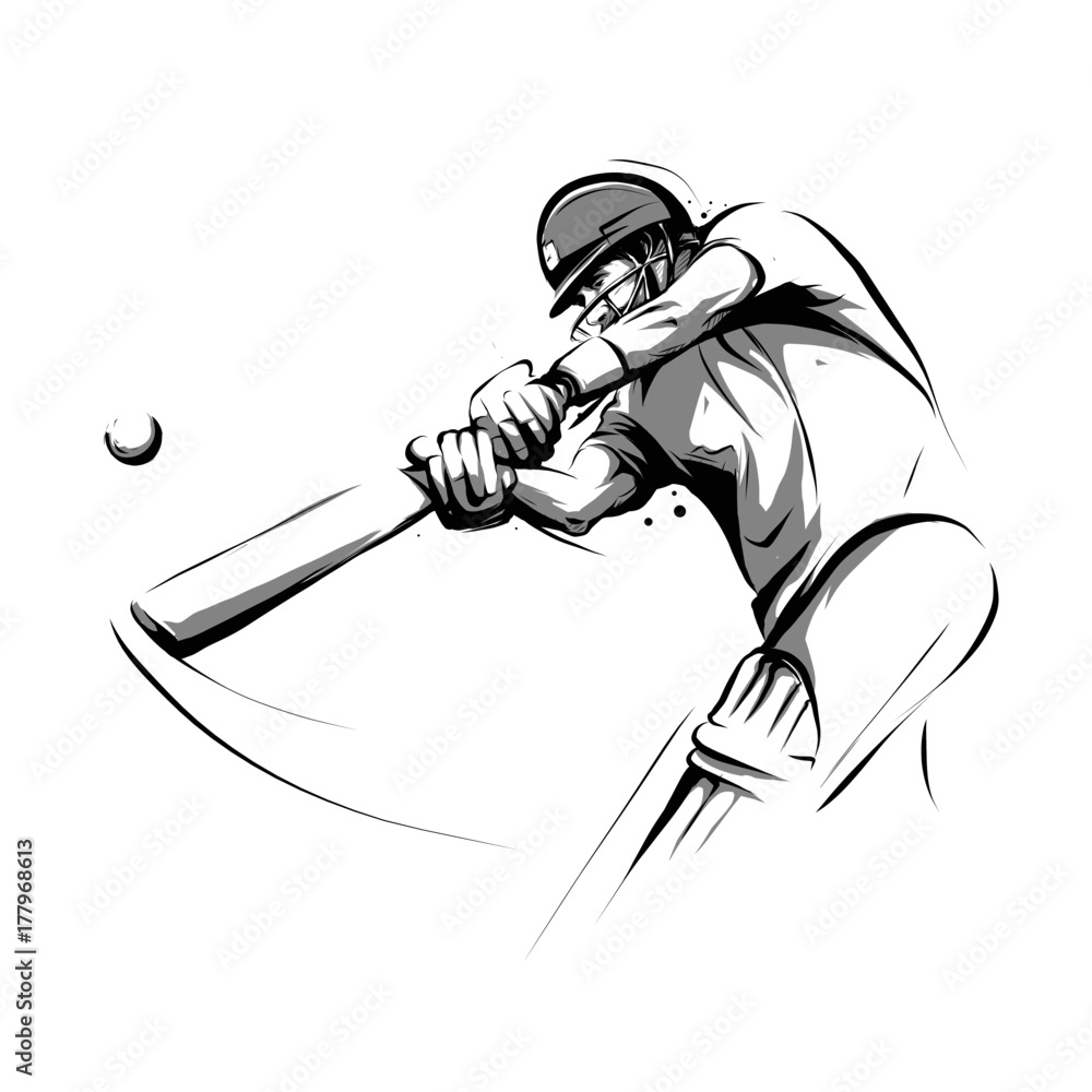 cricket player batsman batting Stock Vector Adobe Stock