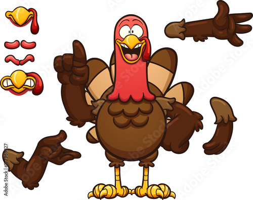 Cartoon turkey. Vector clip art illustration with simple gradients. Some elements on separate layer.  photo