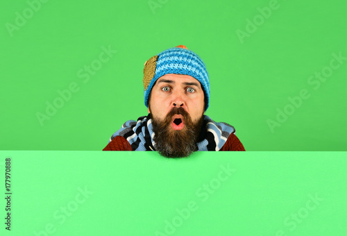 October and November sale idea. Man in warm hat