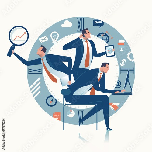 Multitasking. Multi-tasking manager. Business concept illustration.  photo