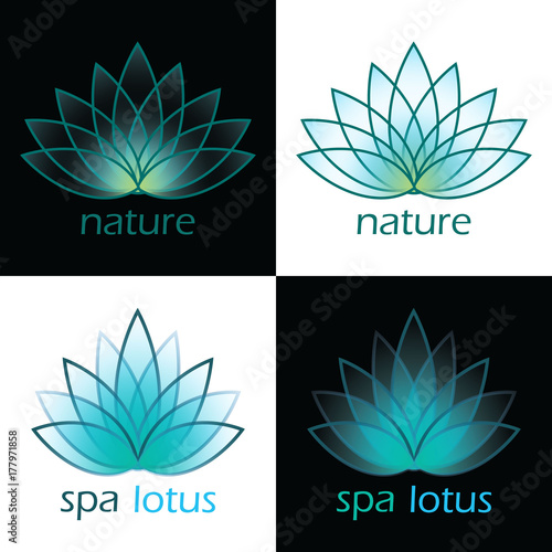 Nature spa lotus on black and white