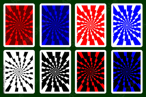 Playing Card Back Designs - lightning bolt - vector pattern, vector set,
