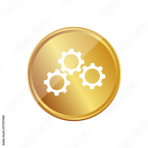 Gold Münze - Zahnräder