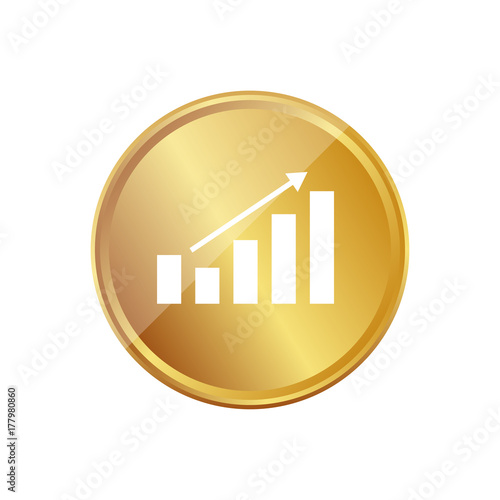 Gold Münze - Balkendiagramm mit Pfeil
