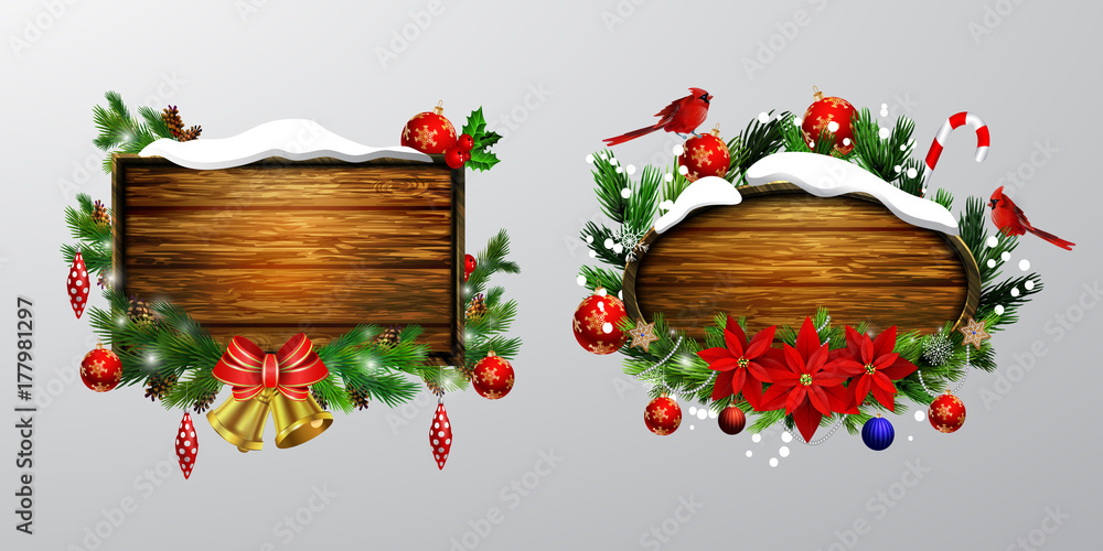 Vector wooden christmas board