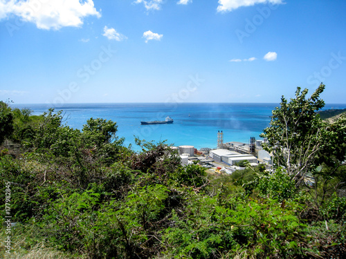 An oil tanker outside terminal in Saint Martin in the Caribbean