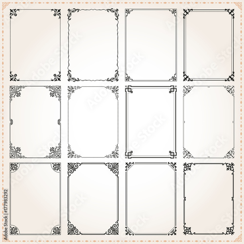 Decorative frames and borders rectangle proportions set 7