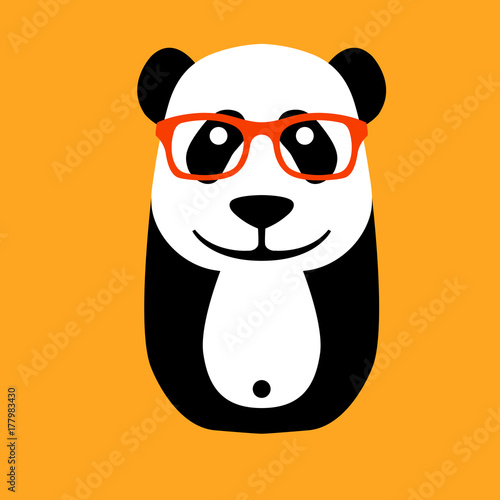 Fototapeta Naklejka Na Ścianę i Meble -  panda in glasses vector illustration style flat front