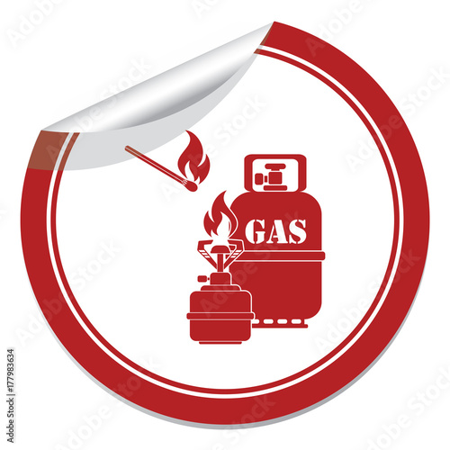 Camping stove with gas bottle icon vector